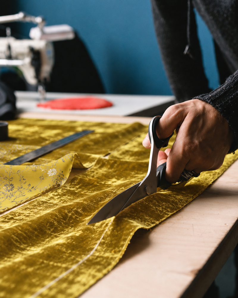 Cutting olive velvet